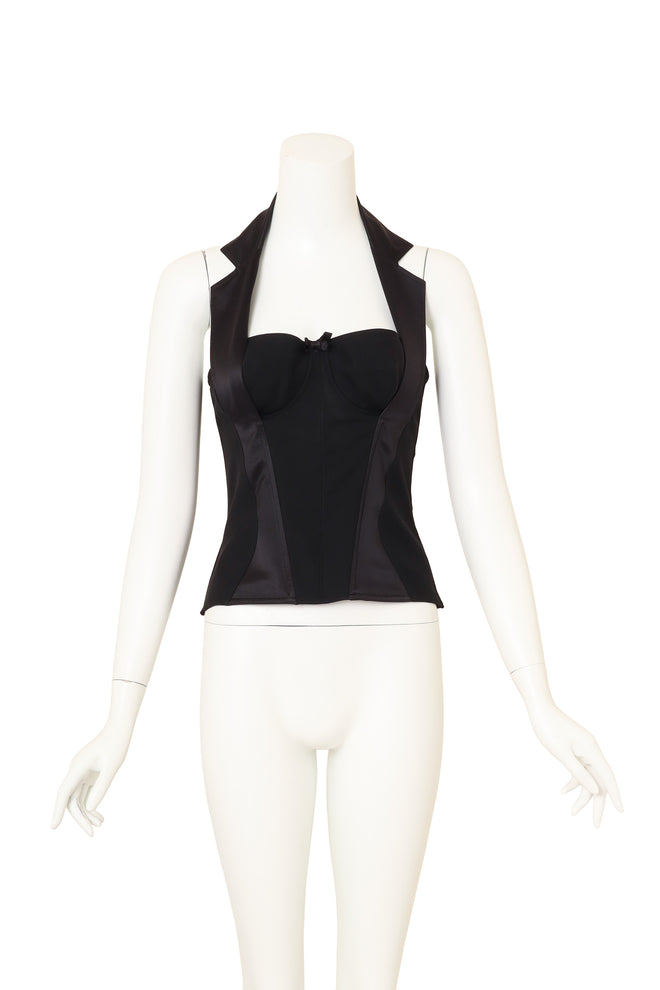 Vintage Christian Dior Silk Wool Halter Corset Top on mannequin @ Recess LA