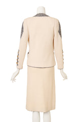 Vintage Adolfo Contrast Bouclé Jacket & Skirt Set on mannequin back @ Recess LA