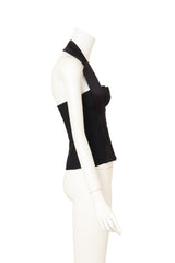 Vintage Christian Dior Silk Wool Halter Corset Top on mannequin side @ Recess LA