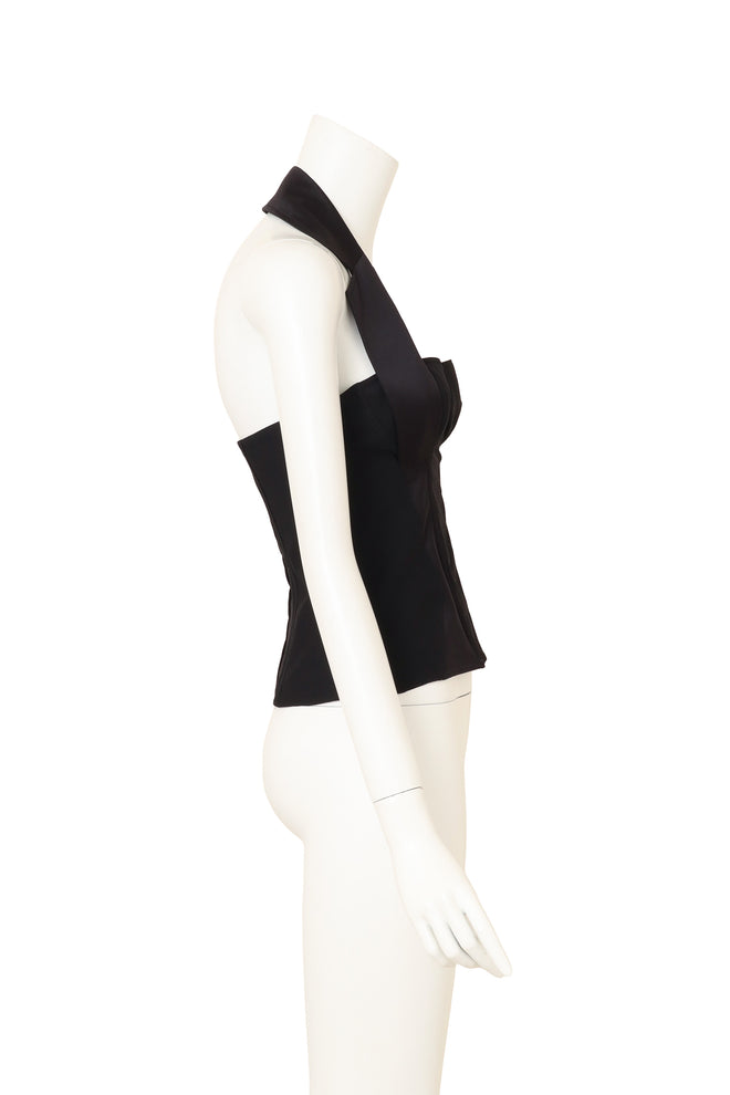 Vintage Christian Dior Silk Wool Halter Corset Top on mannequin side @ Recess LA