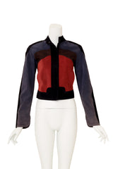 Colorblock Suede Moto Jacket by Yves Saint Laurent on mannequin @ Recess LA
