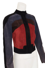 Colorblock Suede Moto Jacket by Yves Saint Laurent on mannequin close @ Recess LA