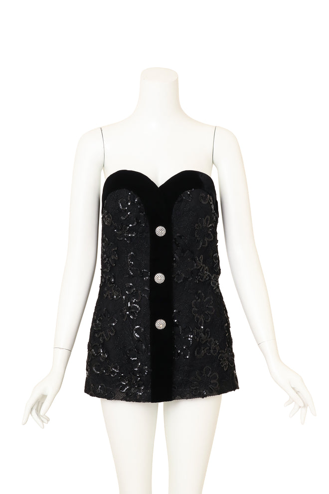 Vintage Givenchy Crystal Button Bustier Top on mannequin @ Recess LA