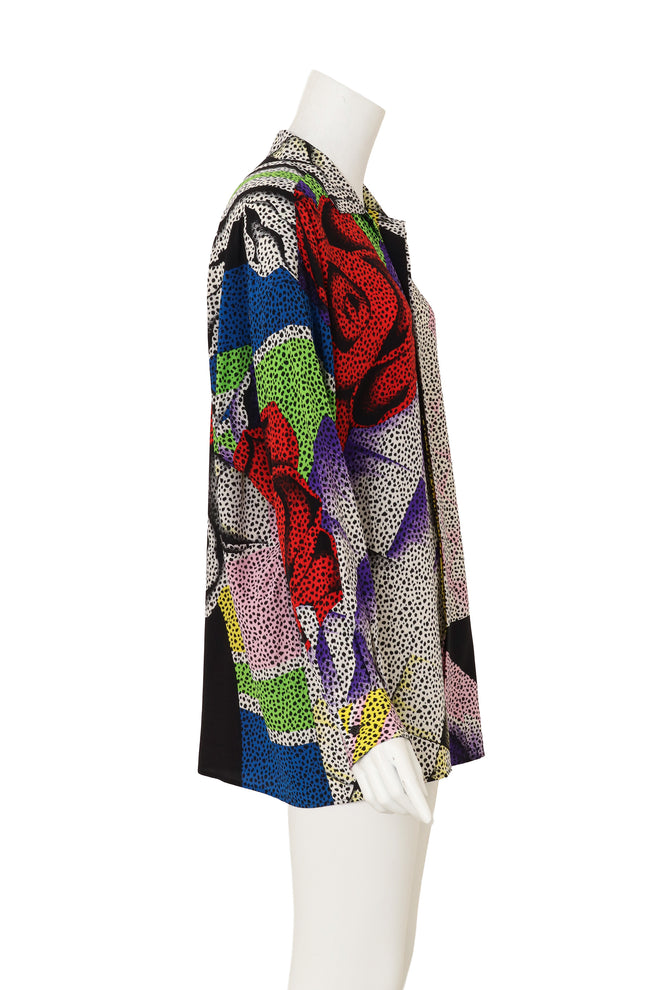 Abstract Rose Spot Silk Blouse by Gianni Versace side @ Recess LA