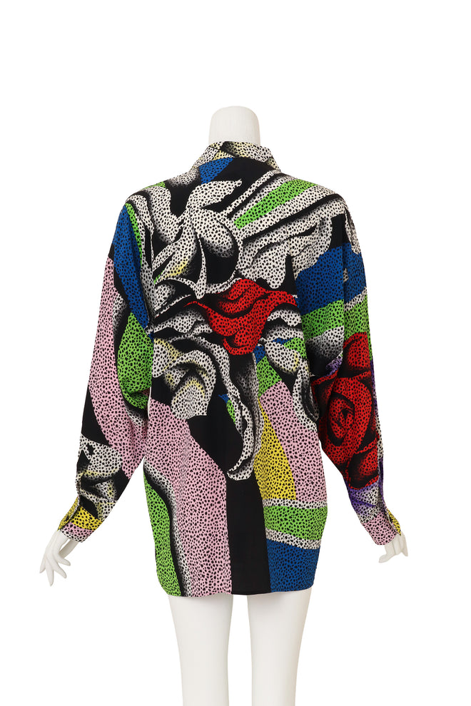 Abstract Rose Spot Silk Blouse by Gianni Versace back @ Recess LA