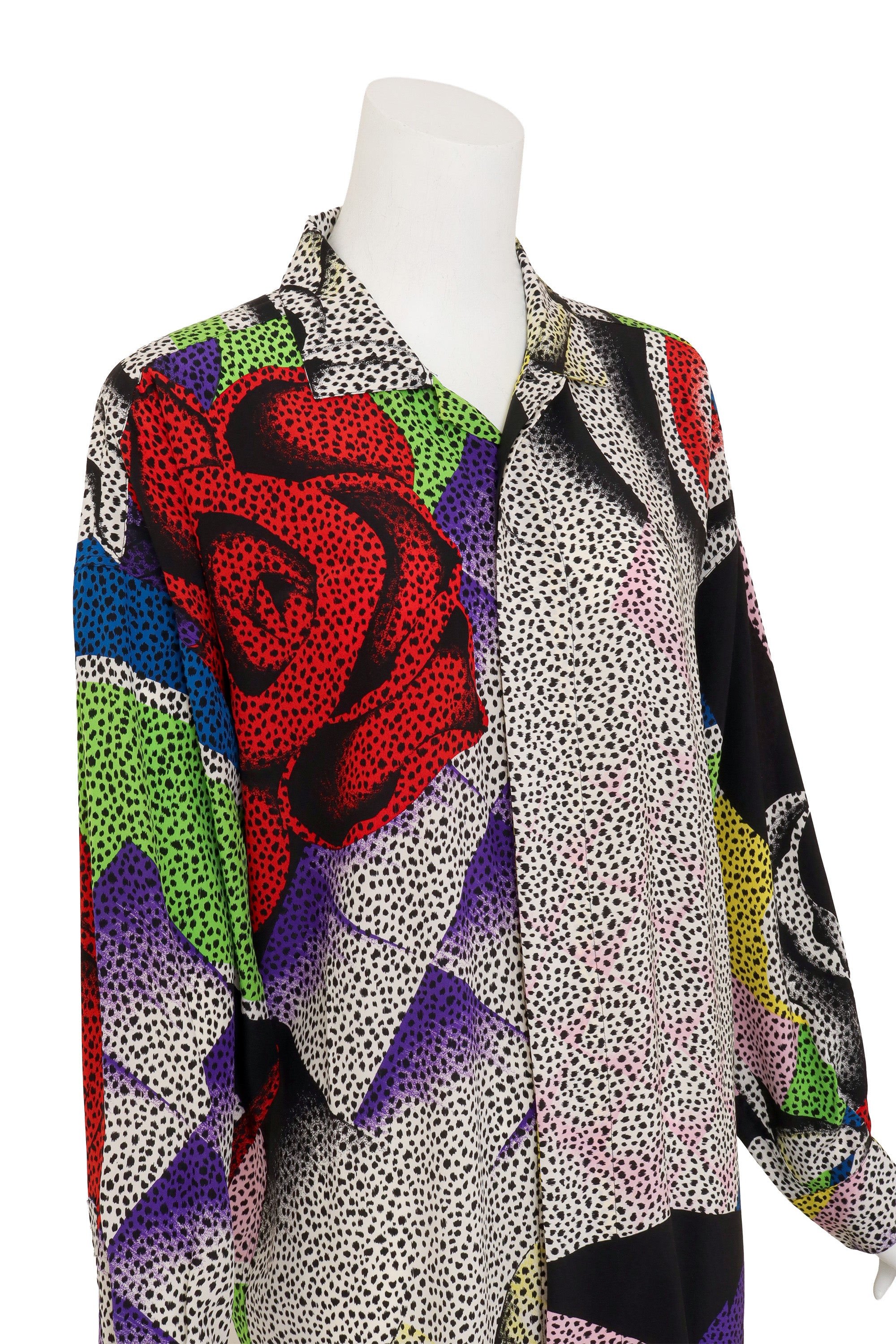 Abstract Rose Spot Silk Blouse by Gianni Versace close @ Recess LA