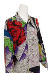 Abstract Rose Spot Silk Blouse by Gianni Versace close @ Recess LA