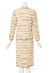 Vintage Adolfo Bouclé Stripe Jacket & Skirt Set on mannequin back @ Recess LA