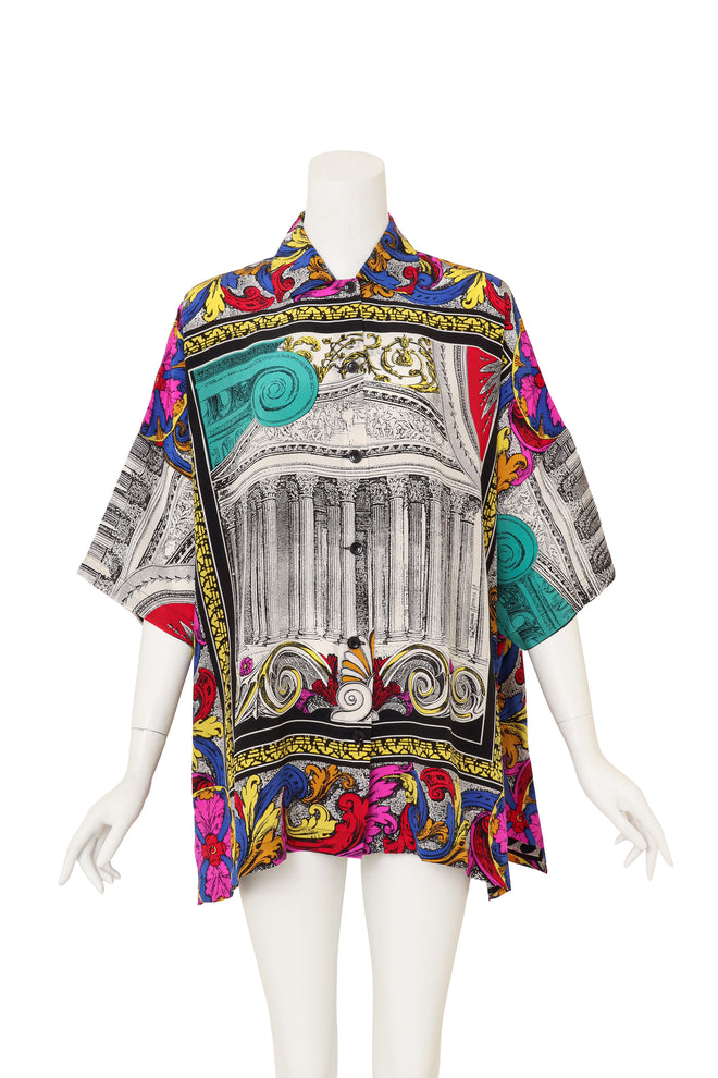 Silk Architectural Print Blouse by Genny @ Recess LA