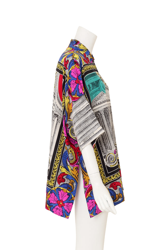 Silk Architectural Print Blouse by Genny side @ Recess LA