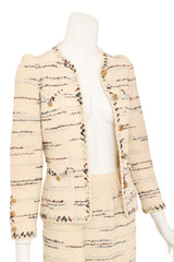 Vintage Adolfo Bouclé Stripe Jacket & Skirt Set on mannequin close @ Recess LA