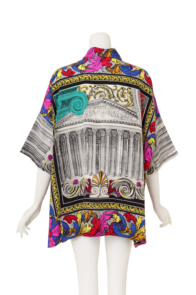 Silk Architectural Print Blouse by Genny back @ Recess LA