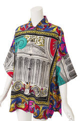 Silk Architectural Print Blouse by Genny close @ Recess LA