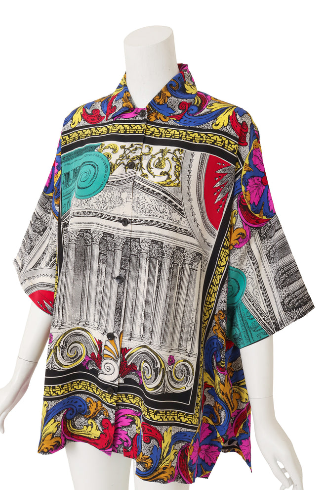 Silk Architectural Print Blouse by Genny close @ Recess LA