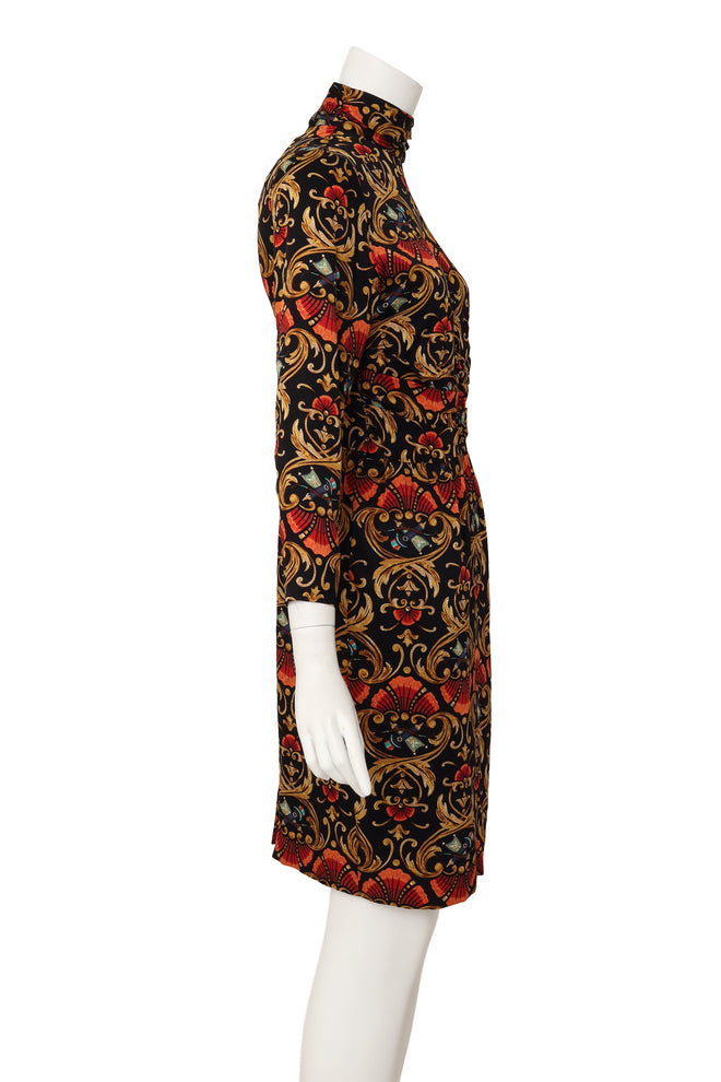 baroque print silk dress by Hermès on mannequin side @ Recess LA