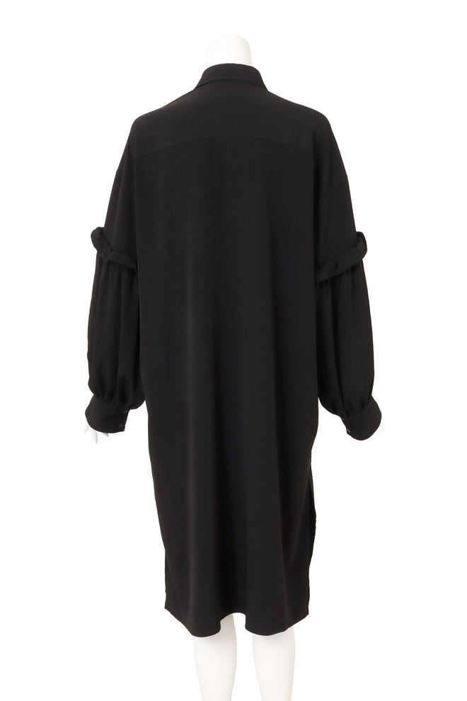 Yohji Yamamoto Layered Ruffle Sleeve Shirt Dress on mannequin back @ Recess LA
