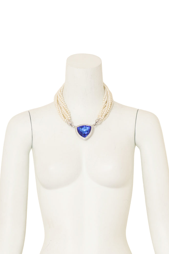 Pearl Crystal Collar Necklace by Yves Saint Laurent on mannequin @ Recess LA