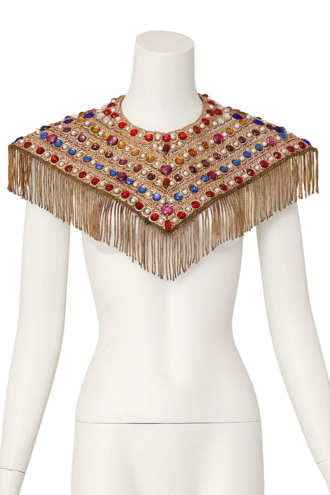 Embroidered jewel fringe capelet style collar @ Recess LA
