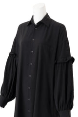 Yohji Yamamoto Layered Ruffle Sleeve Shirt Dress on mannequin close @ Recess LA
