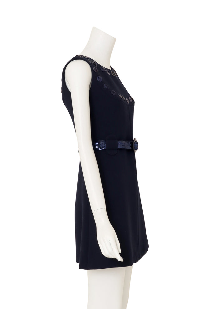 Sequin Bib Mini Dress by Courréges on mannequin side @ Recess LA