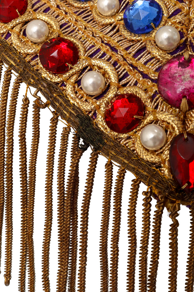 Embroidered jewel fringe capelet style collar hem wear @ Recess LA