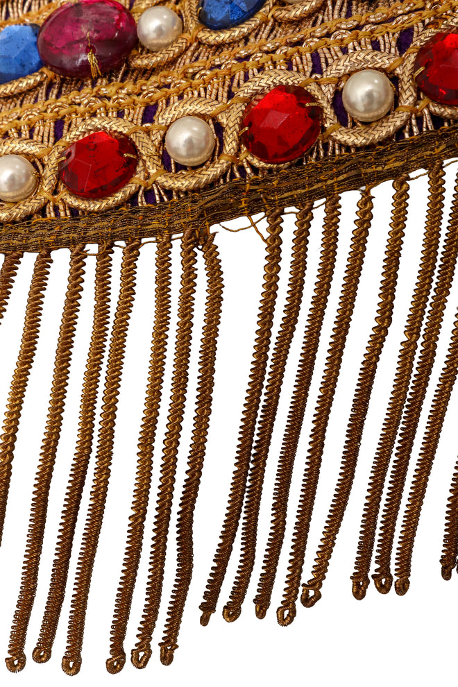 Embroidered jewel fringe capelet style collar fringe wear @ Recess LA