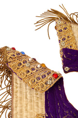 Embroidered jewel fringe capelet style collar snap closure @ Recess LA