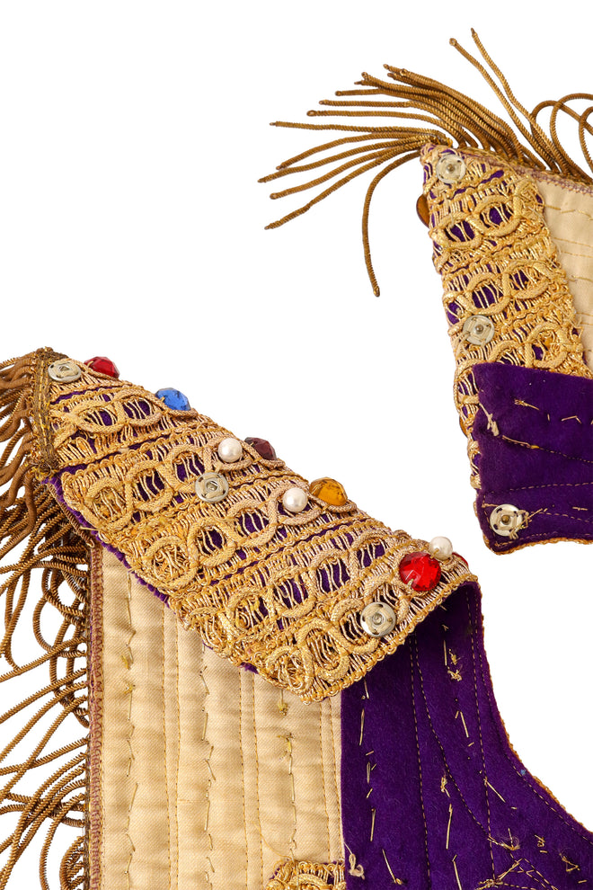 Embroidered jewel fringe capelet style collar snap closure @ Recess LA