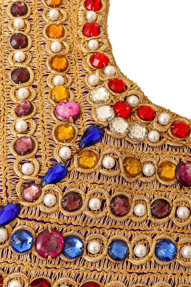 Embroidered jewel fringe capelet style collar up close @ Recess LA