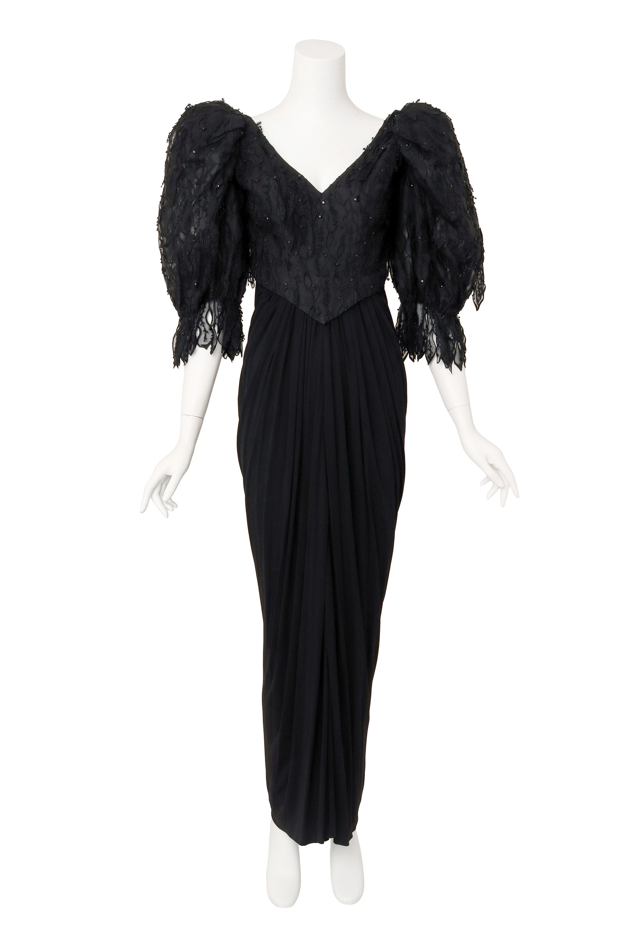 lantern sleeve evening gown by Ruben Panis on mannequin @ Recess LA