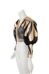 Leather Appliqué Cropped Jacket by Mandana on mannequin side @ Recess LA