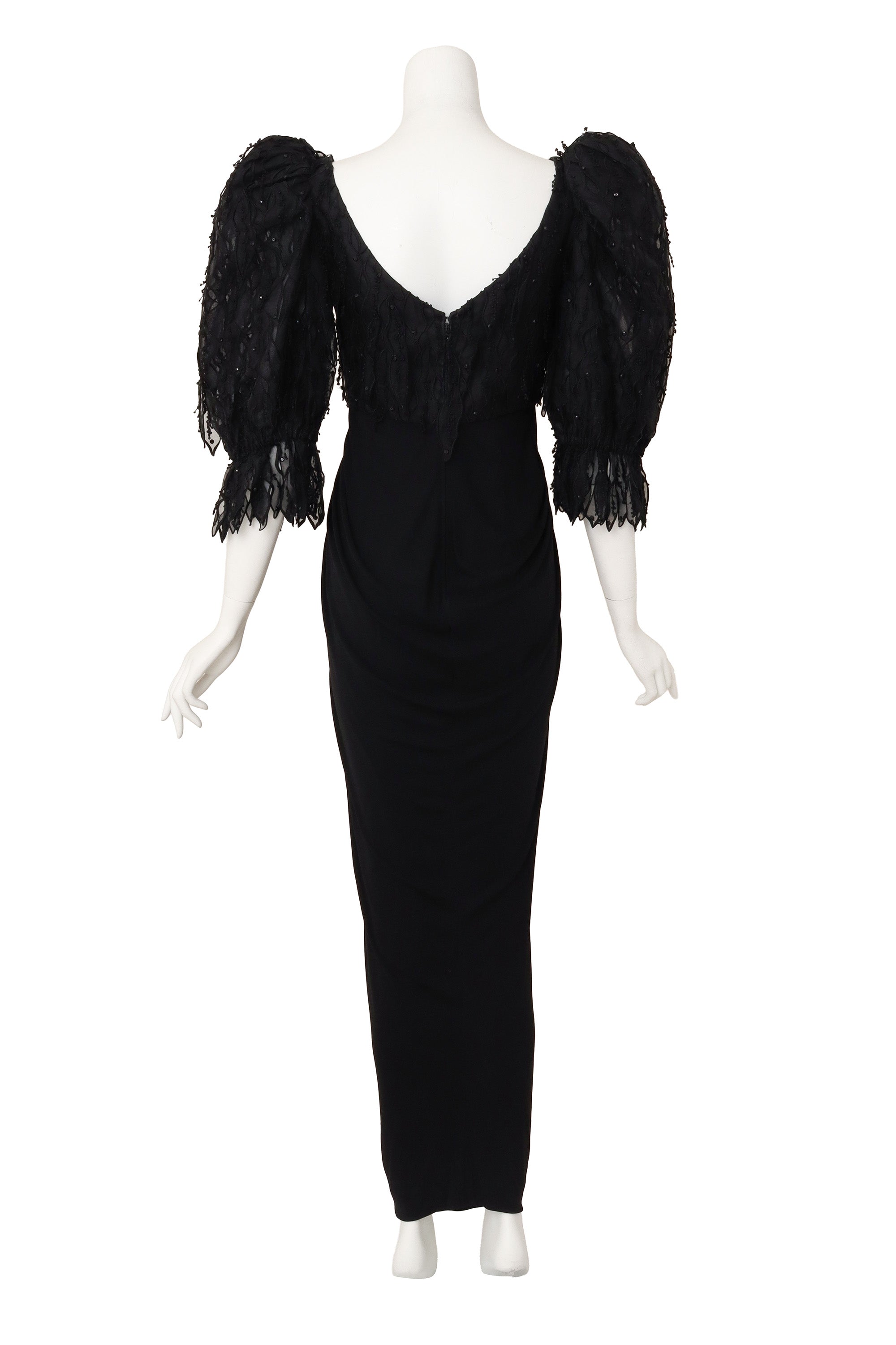 lantern sleeve evening gown by Ruben Panis on mannequin back @ Recess LA