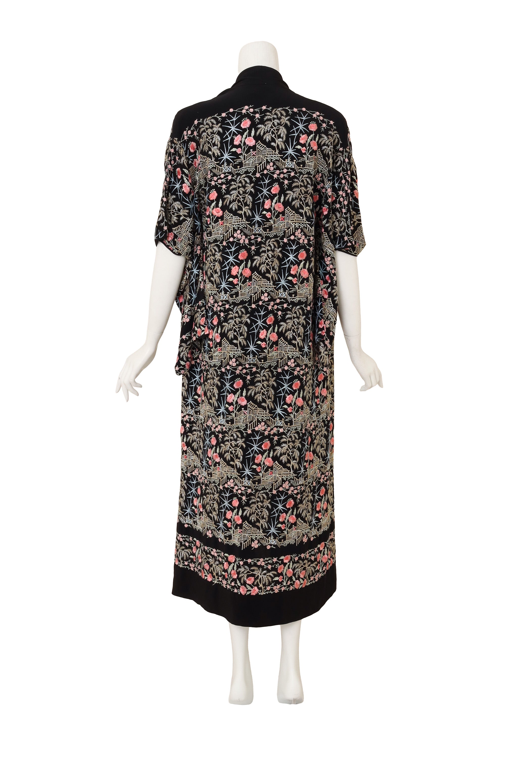 Embroidered Silk Garden Kimono back @ Recess LA
