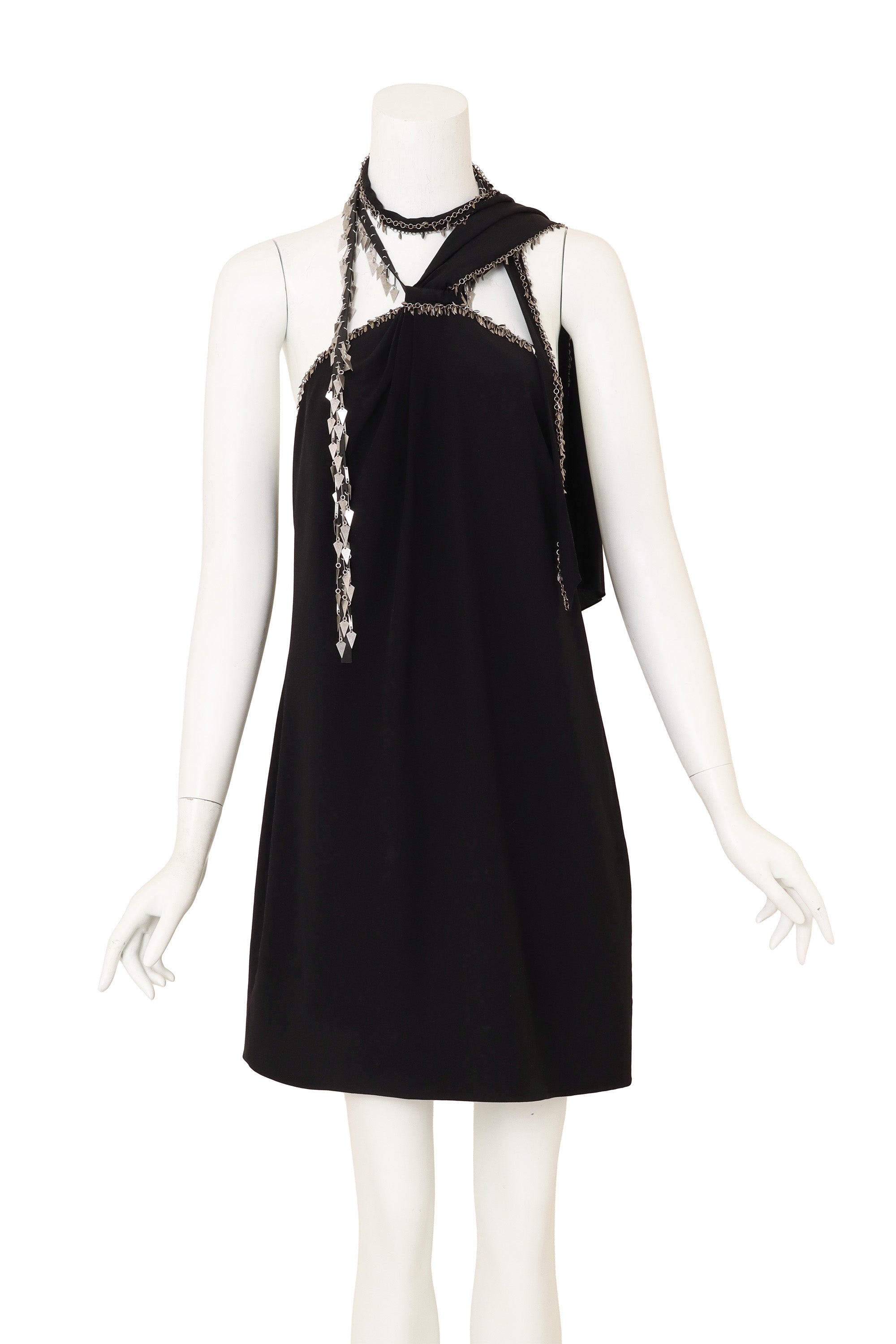 Chain Fringe Halter Dress by Yves Saint Laurent on mannequin tied differently @ Recess LA