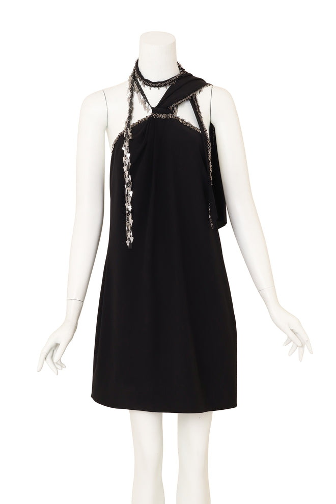 Chain Fringe Halter Dress by Yves Saint Laurent on mannequin tied differently @ Recess LA