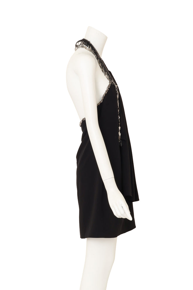 Chain Fringe Halter Dress by Yves Saint Laurent on mannequin side @ Recess LA