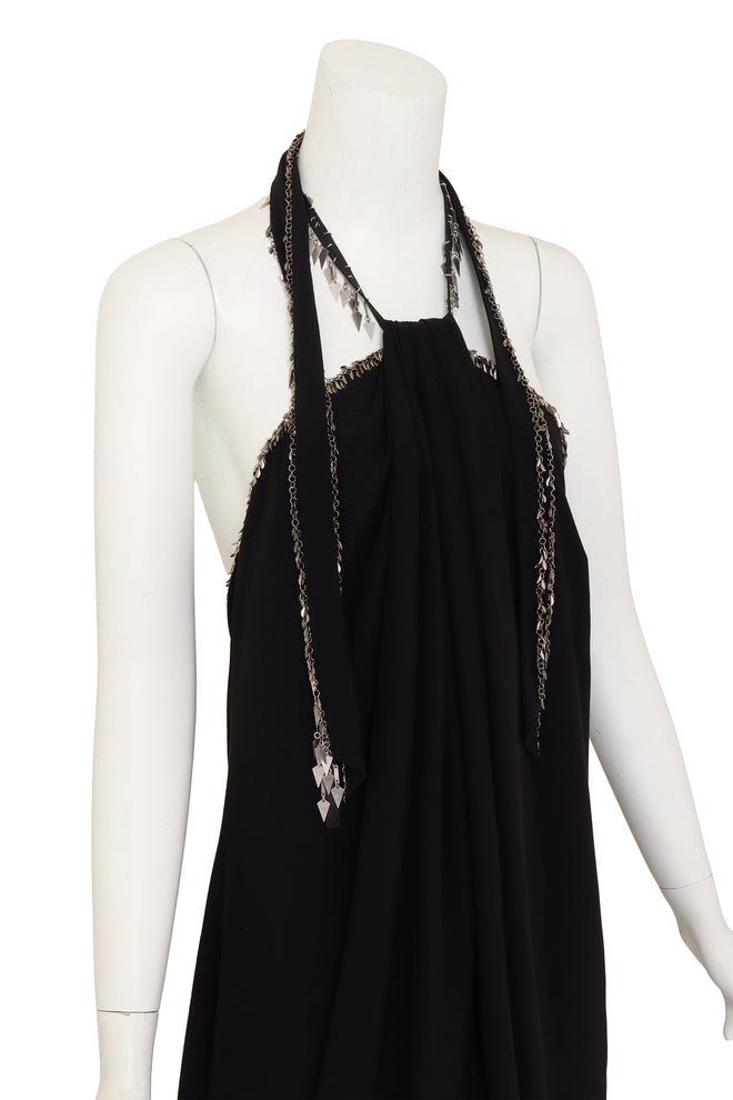 Chain Fringe Halter Dress by Yves Saint Laurent on mannequin close @ Recess LA