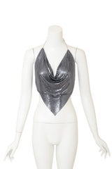 Vintage Ferrara Pewter Mesh Halter Top on mannequin @ Recess LA