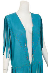 Long Fringed Vest Jacket by Blanco on mannequin close @ Recess LA