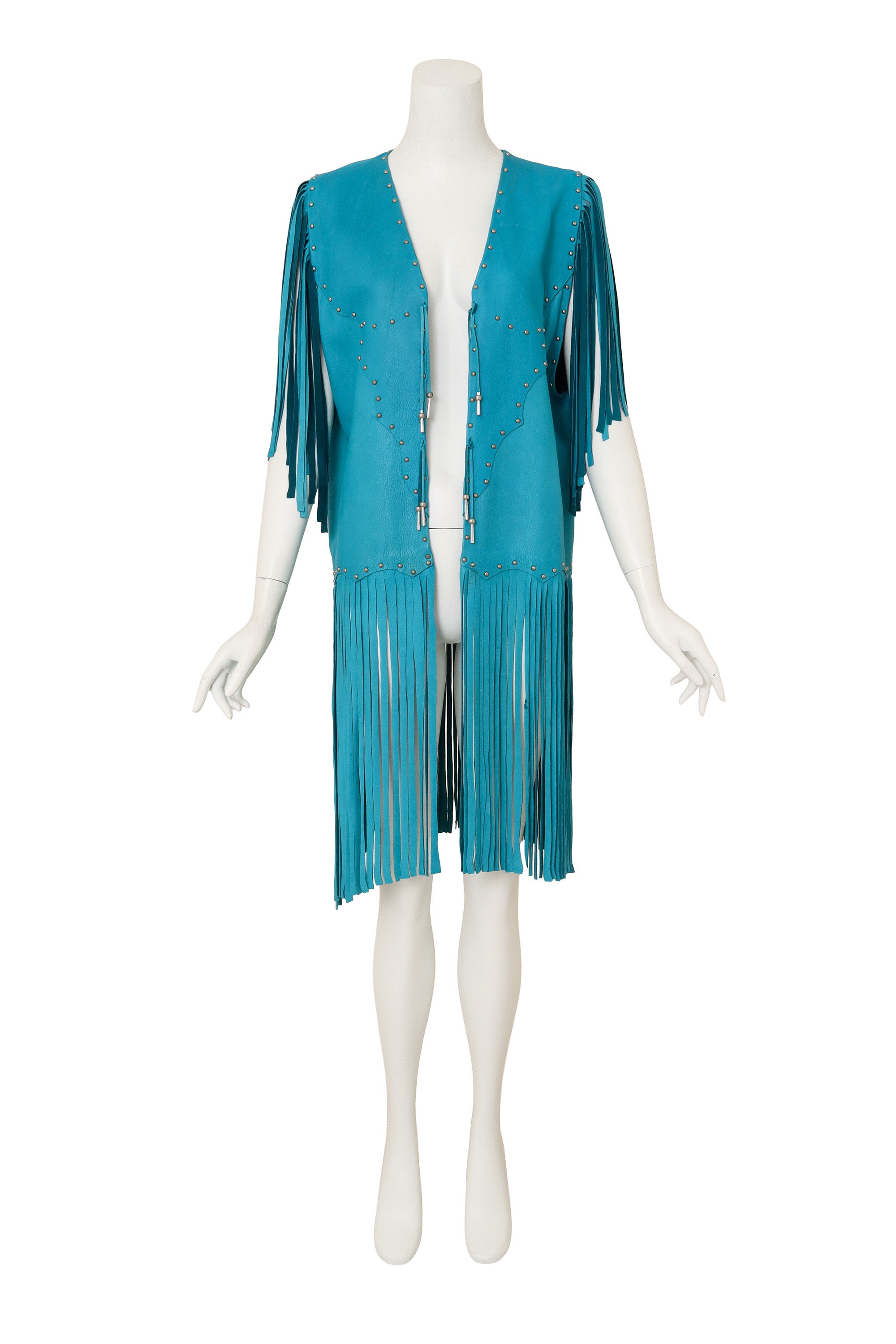 Long Fringed Vest Jacket by Blanco on mannequin @ Recess LA