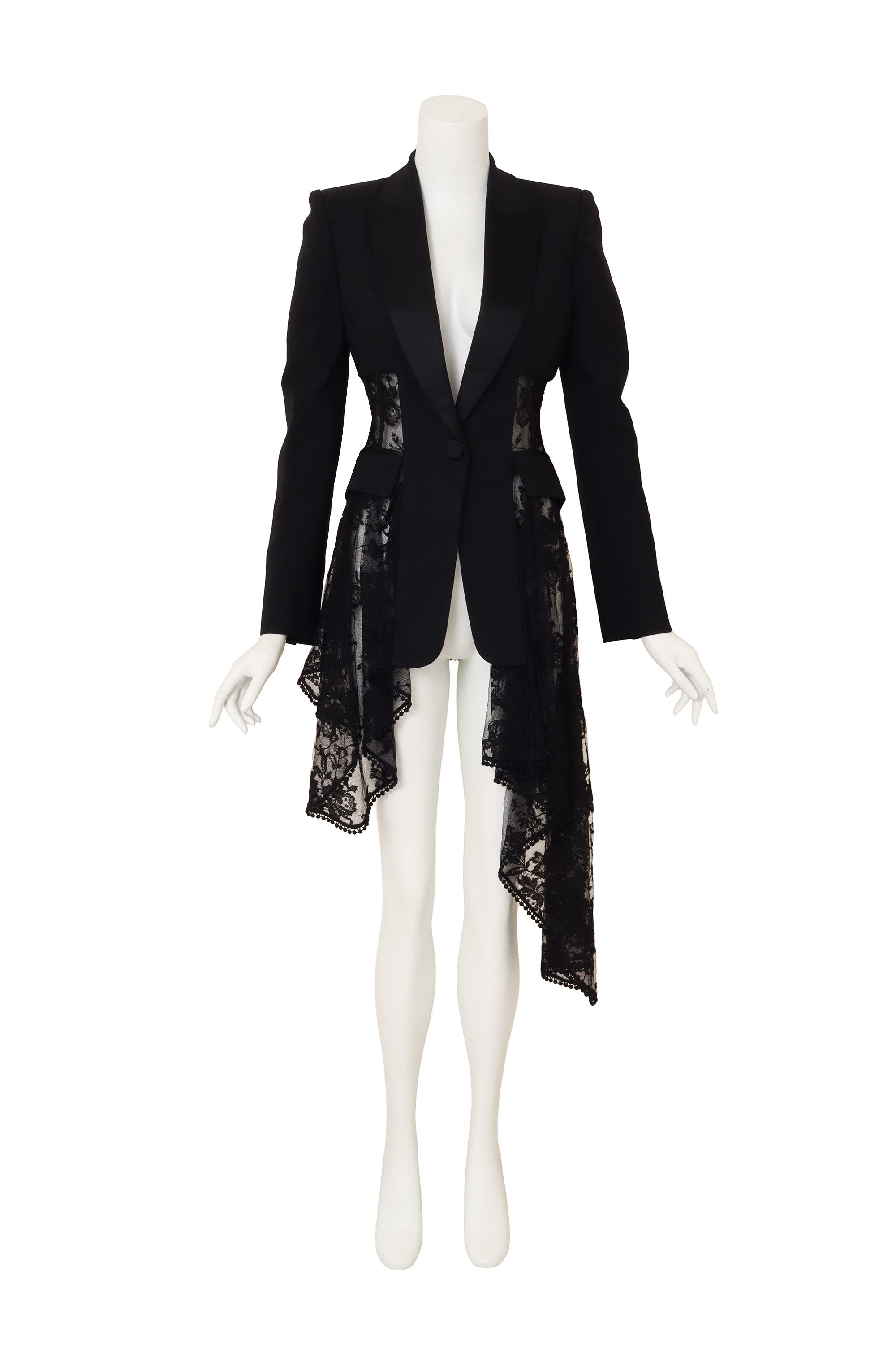 Lace Corset Tuxedo Jacket by Alexander McQueen on mannequin @ Recess LA