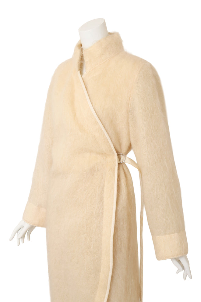Vintage Jean Charles de Castelbejac Mohair Wrap Trench on mannequin close tightened @ Recess LA