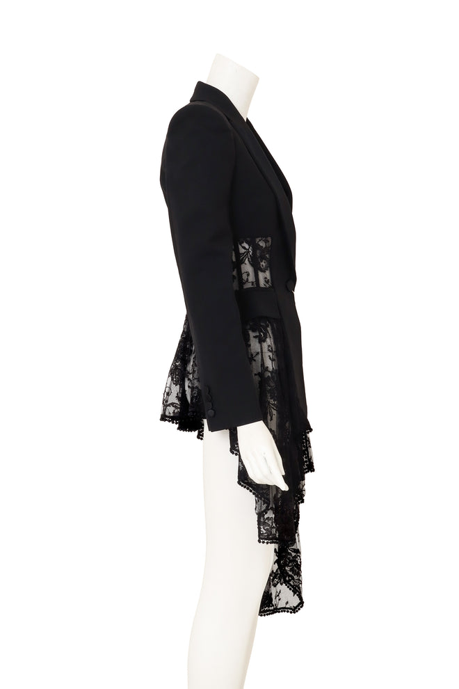 Lace Corset Tuxedo Jacket by Alexander McQueen on mannequin side @ Recess LA