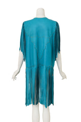 Long Fringed Vest Jacket by Blanco on mannequin back @ Recess LA