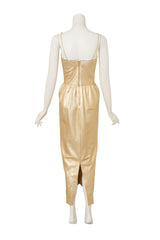 Metallic Leather Cutwork Dress by Mandana on mannequin back @ Recess LA