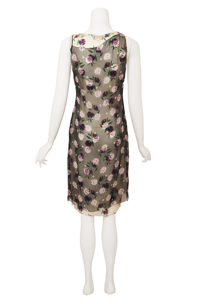 Vintage Gianni Versace Layered Mesh Floral Dress on mannequin side back @ Recess LA