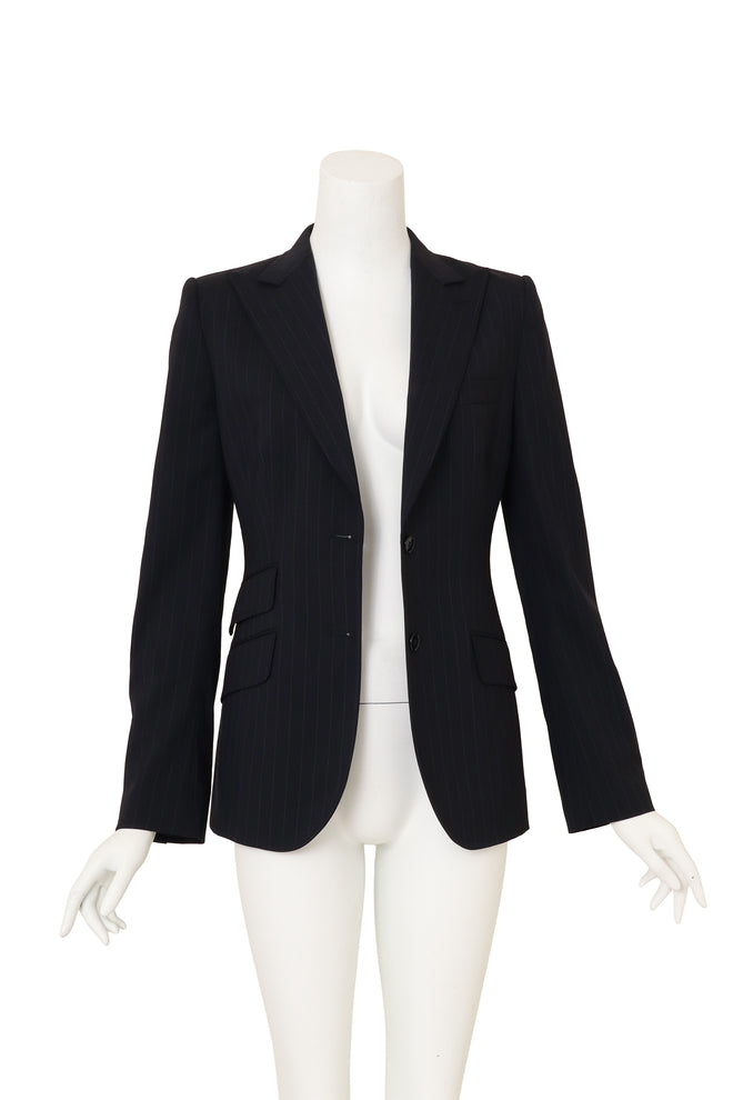 Peak Lapel Pinstripe Blazer by Dolce & Gabbana on mannequin open @ Recess LA