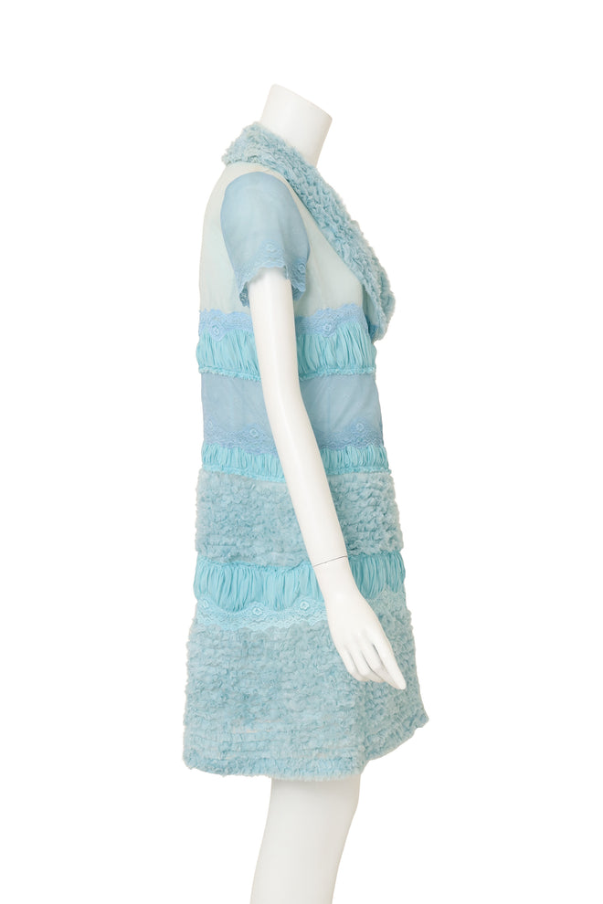 Vintage Gemma Kahng Ruffle Lace Wrap Dress on mannequin side @ Recess LA