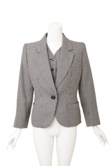 Vintage Yves Saint Laurent Rive Gauche Houndstooth Wool Blazer and Vest blazer closed @ Recess LA 