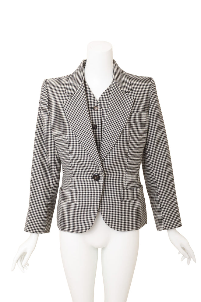 Vintage Yves Saint Laurent Rive Gauche Houndstooth Wool Blazer and Vest blazer closed @ Recess LA 